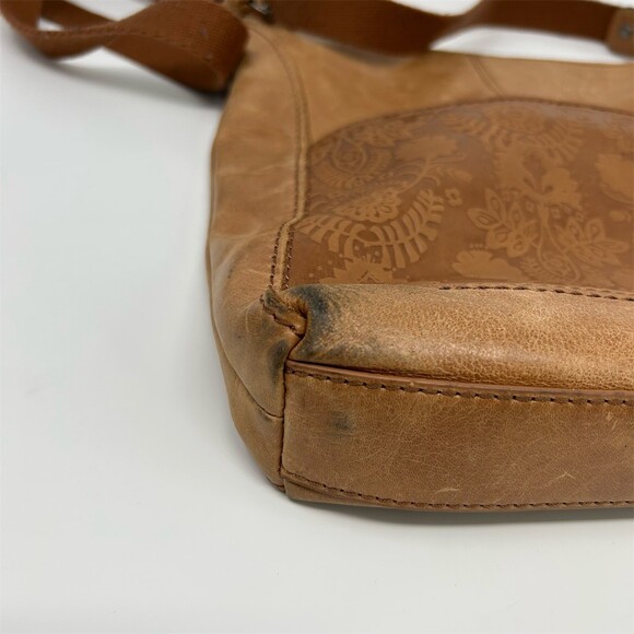 The Sak Lucia Crossbody Bag Womens Medium Tobacco Brown Floral Embossed Leather - Picture 3 of 11